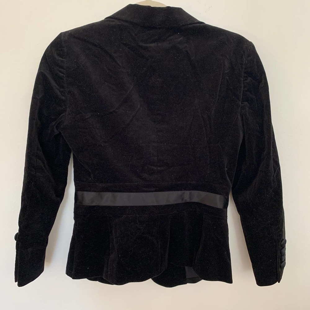 DKNY Black Velvet One Button Long Sleeve Blazer Jacket 2 - Picture 4 of 4